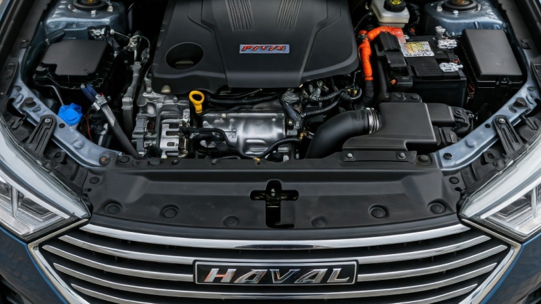 Vista cercana del motor de HAVAL Jolion hibrido.